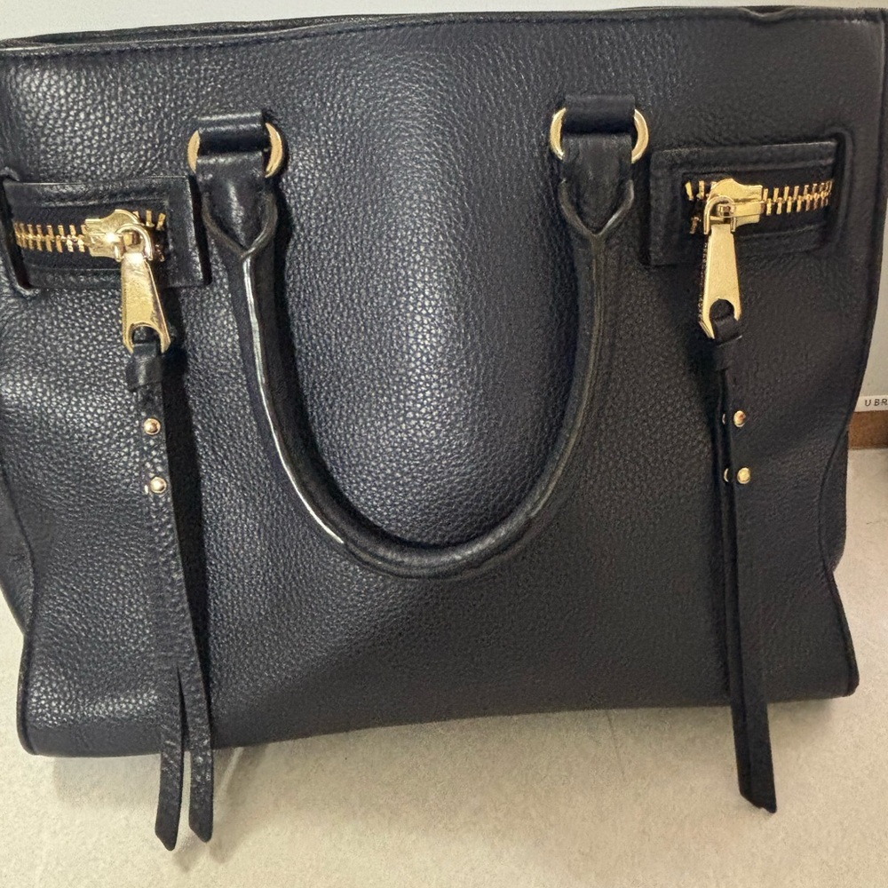 Rebecca Minkoff Geneva Grained Cowhide Dark Blue Leather Women's Bag - Picture 13 of 16